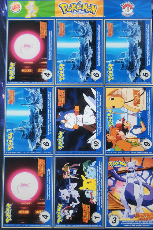pokemon 1997 Kids WB promo, Burger king sheets